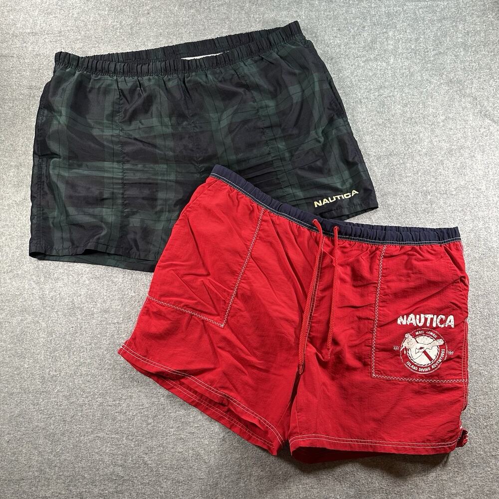 Vintage Nautica Men’s 2 Pack Swim Trunks XL & XXL Drawstring Elastic Waist